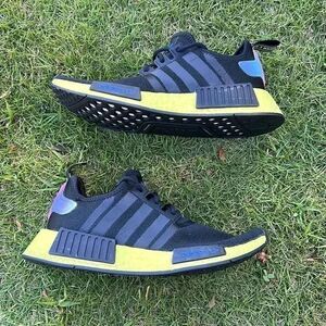 Adidas NMD R1 Core Black Pulse Yellow Blue Boost Shoes